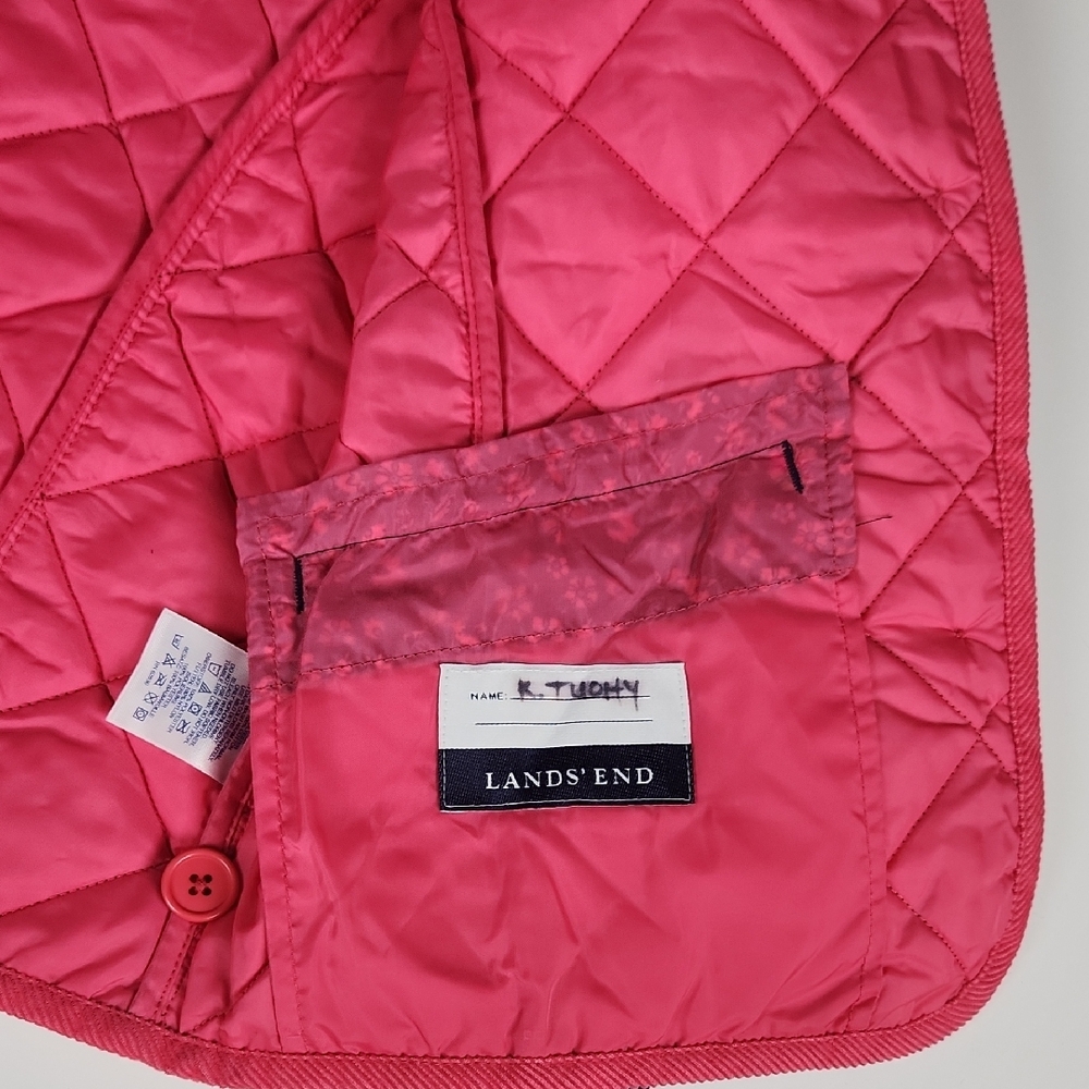 Lands' End- Kids - Floral Button Up Jacket w/ Pink Trim. Size M - Picture 3 of 4